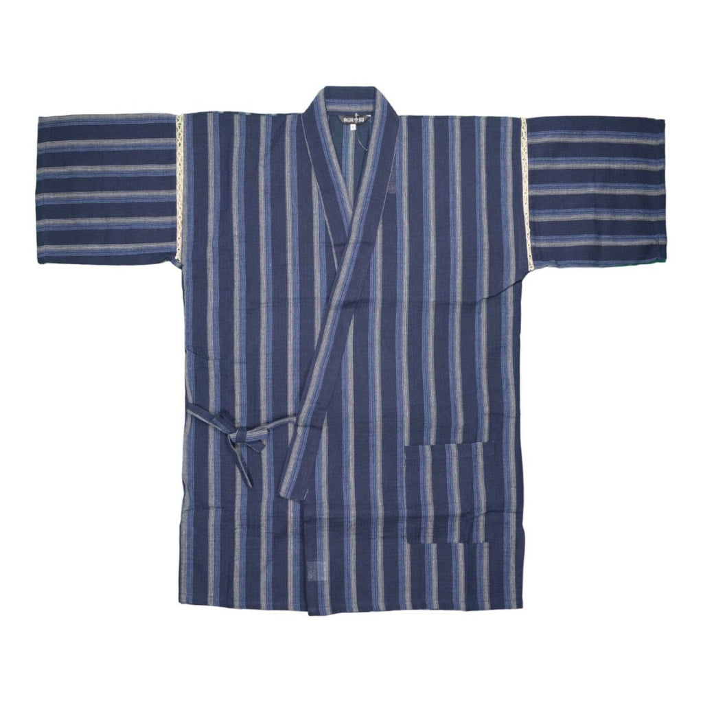 Men's Navy Stripe Design Jinbei (L, 3L, 4L) - shimazakura