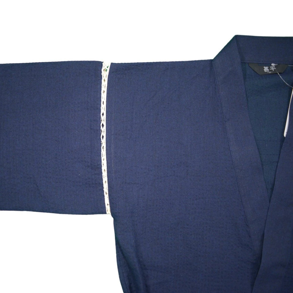 Men's Plain Navy Cotton Jinbei (M, L, LL,3L, 4L) - shimazakura