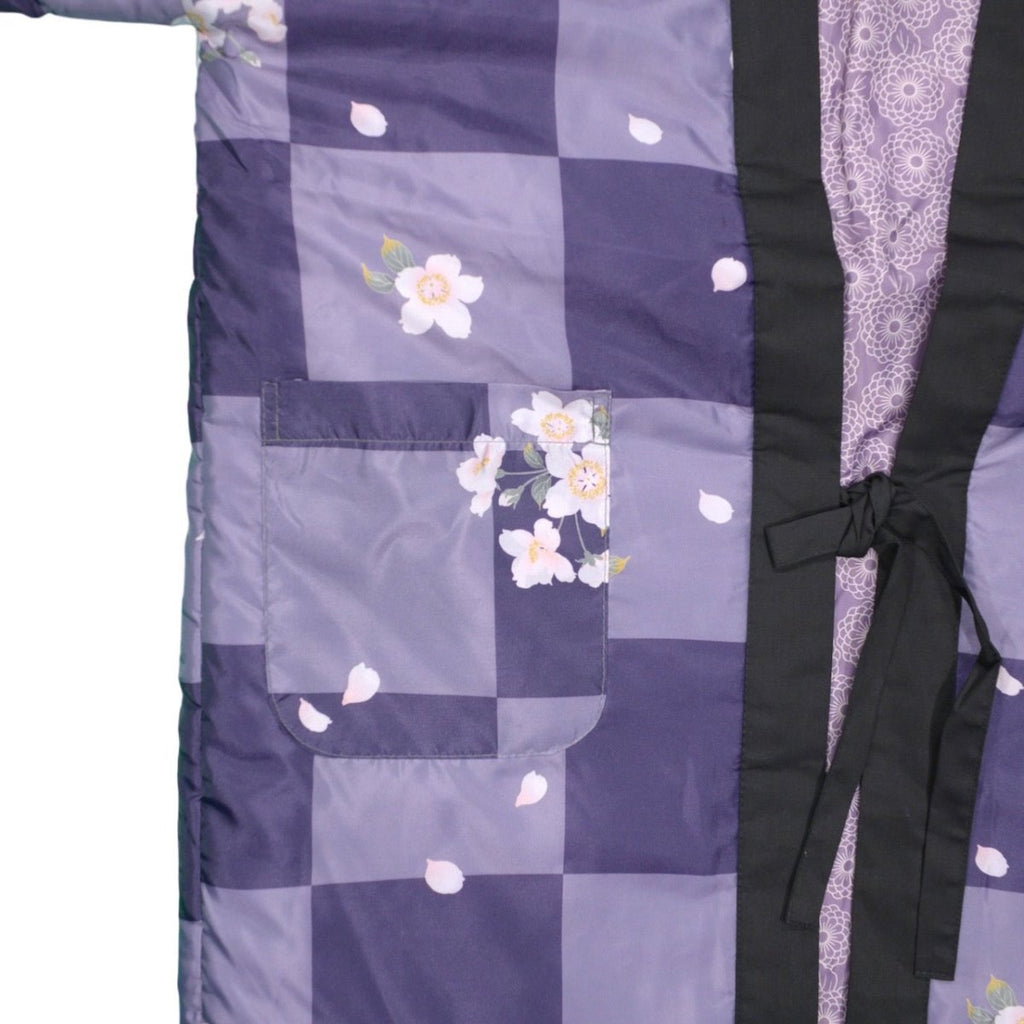 Men's Purple "Blossom" Reversible Hanten Jacket (L size) - shimazakura