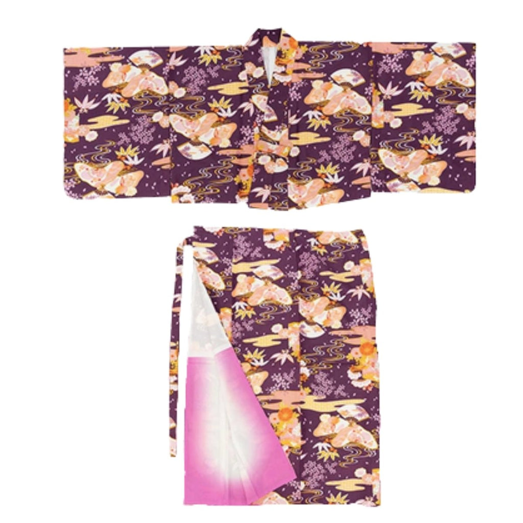 Women's Modern Style 2 piece Purple Koten Kimono - shimazakura