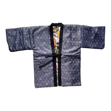 Men's Gray "Kikkou" Reversible Hanten Jacket (L size) - shimazakura