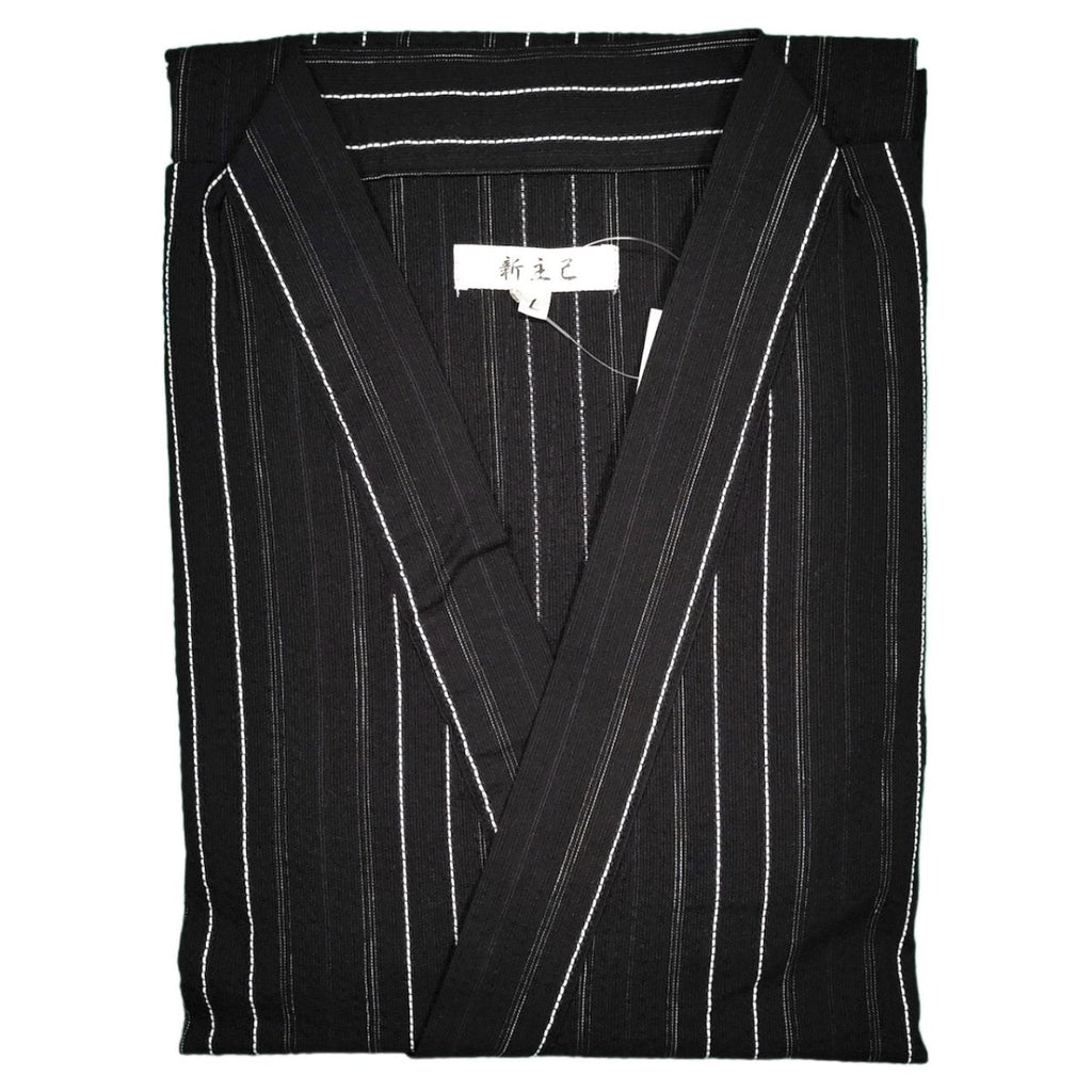 Men's Mix Fiber Black Stripe Jinbei (L, LL) - shimazakura