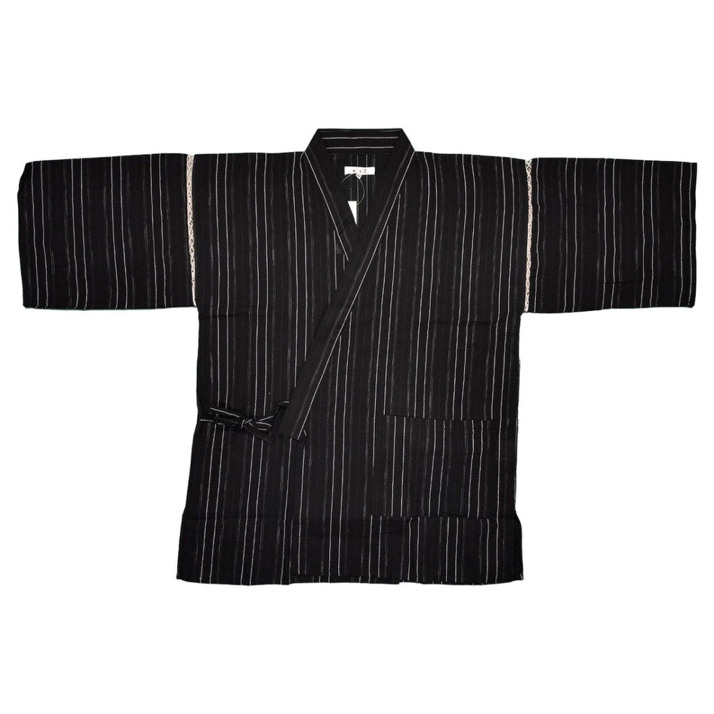 Men's Mix Fiber Black Stripe Jinbei (L, LL) - shimazakura