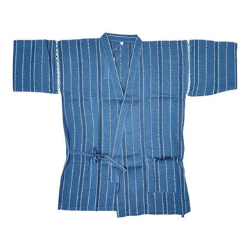 Men's Mix Fiber Blue Stripe Jinbei (LL) - shimazakura