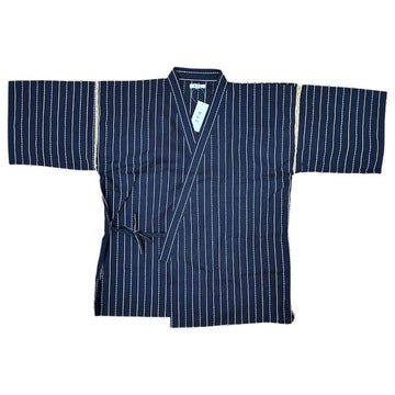 Men's Mix Fiber Dark Navy Stripe Jinbei (3L) - shimazakura