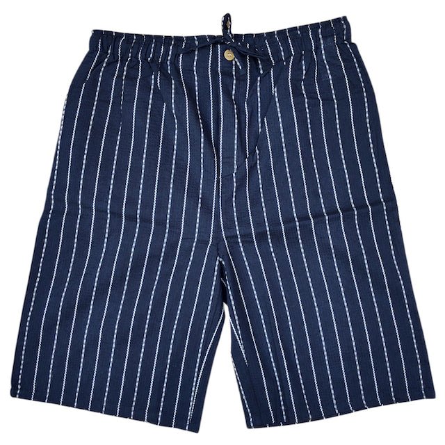 Men's Mix Fiber Dark Navy Stripe Jinbei (3L) - shimazakura