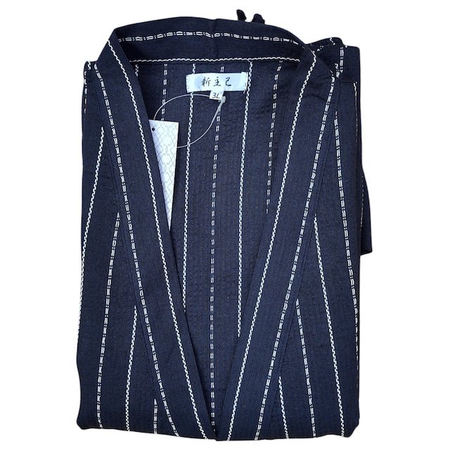 Men's Mix Fiber Dark Navy Stripe Jinbei (3L) - shimazakura