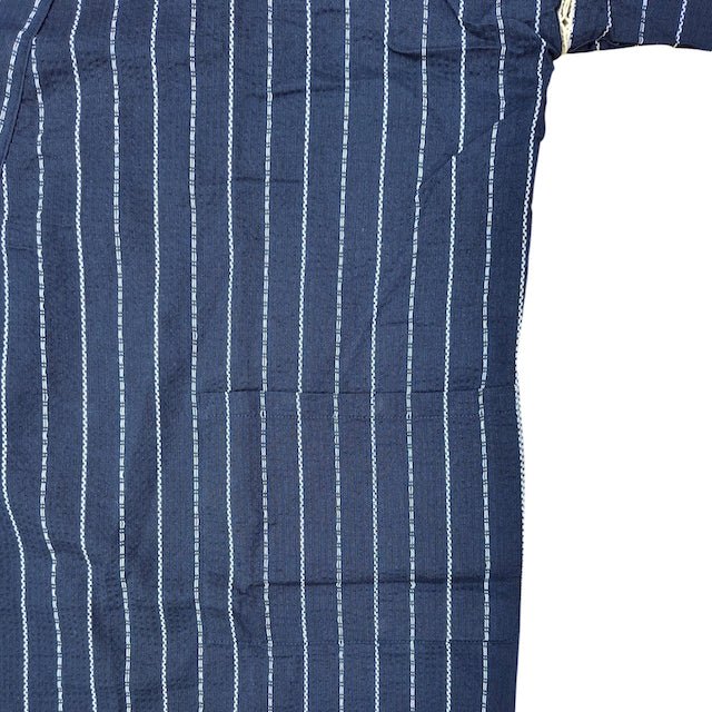 Men's Mix Fiber Dark Navy Stripe Jinbei (3L) - shimazakura