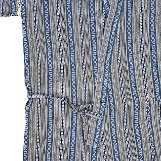 Men's Mix Fiber Gray Stripe Jinbei (LL) - shimazakura