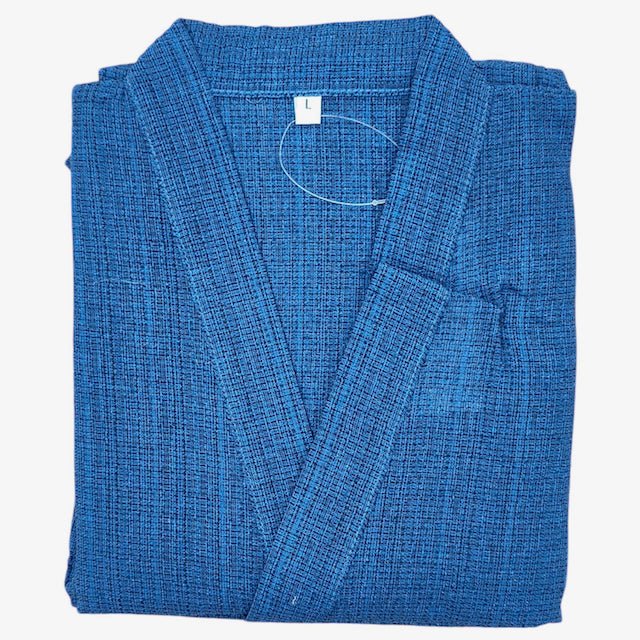 Men's Mix Fiber Plain Blue Jinbei (L, LL) - shimazakura