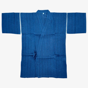 Men's Mix Fiber Plain Blue Jinbei (L, LL) - shimazakura