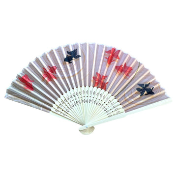 Sensu Fan Fabric Black and Red GoldFish - shimazakura