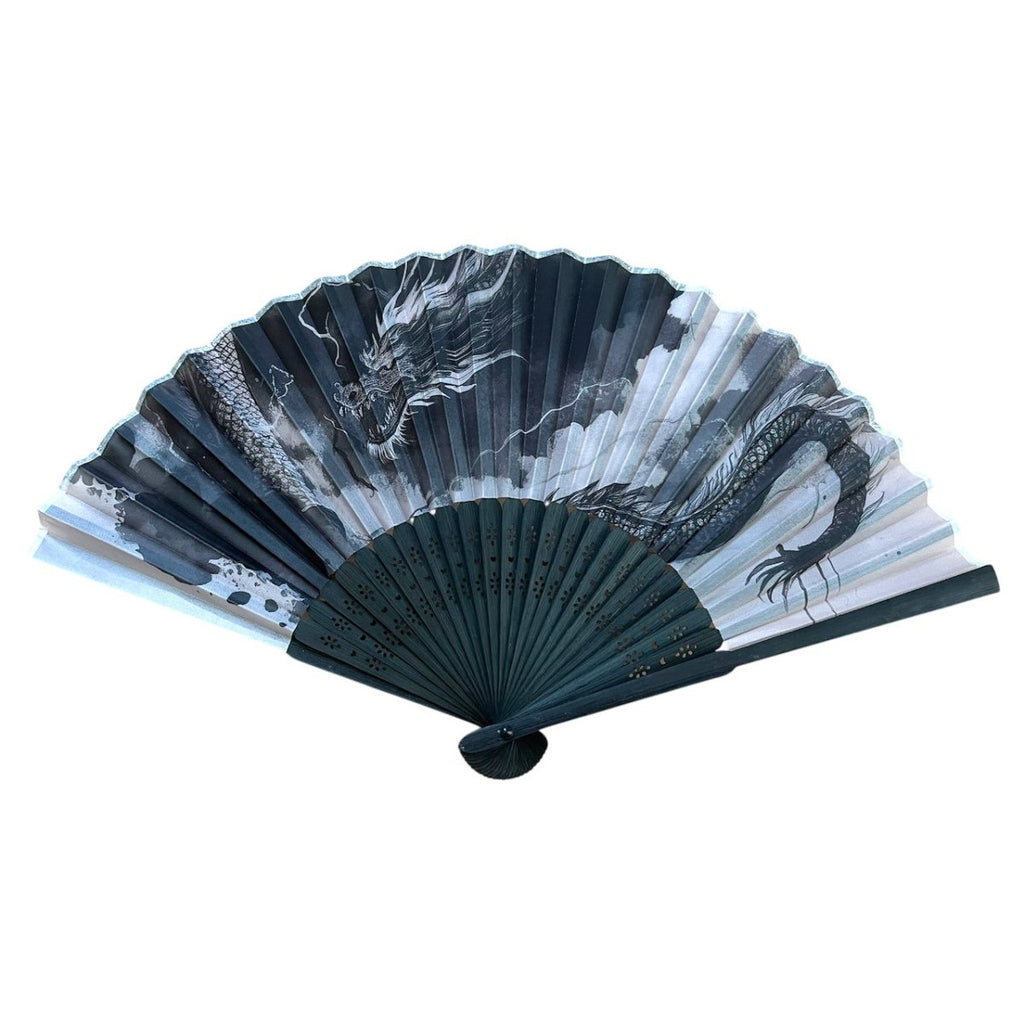 Sensu Fan Fabric Black Dragon - shimazakura