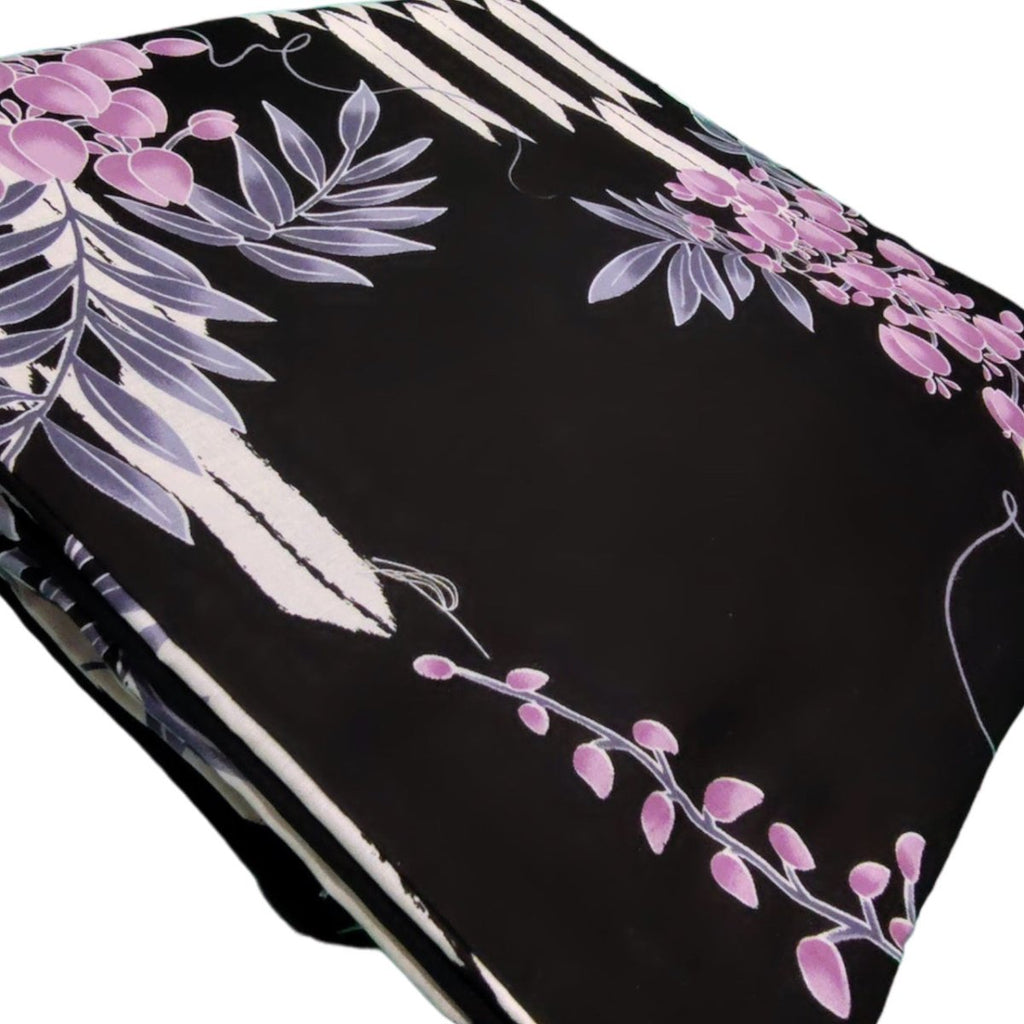 Women's Cotton Black and Purple Wisteria Yukata - shimazakura