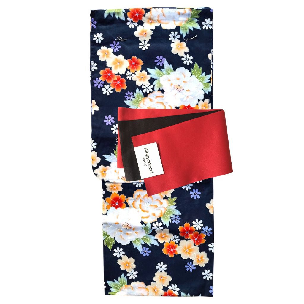 Women's Cotton Black Peony Flower Yukata (YUKATA ONLY) - shimazakura