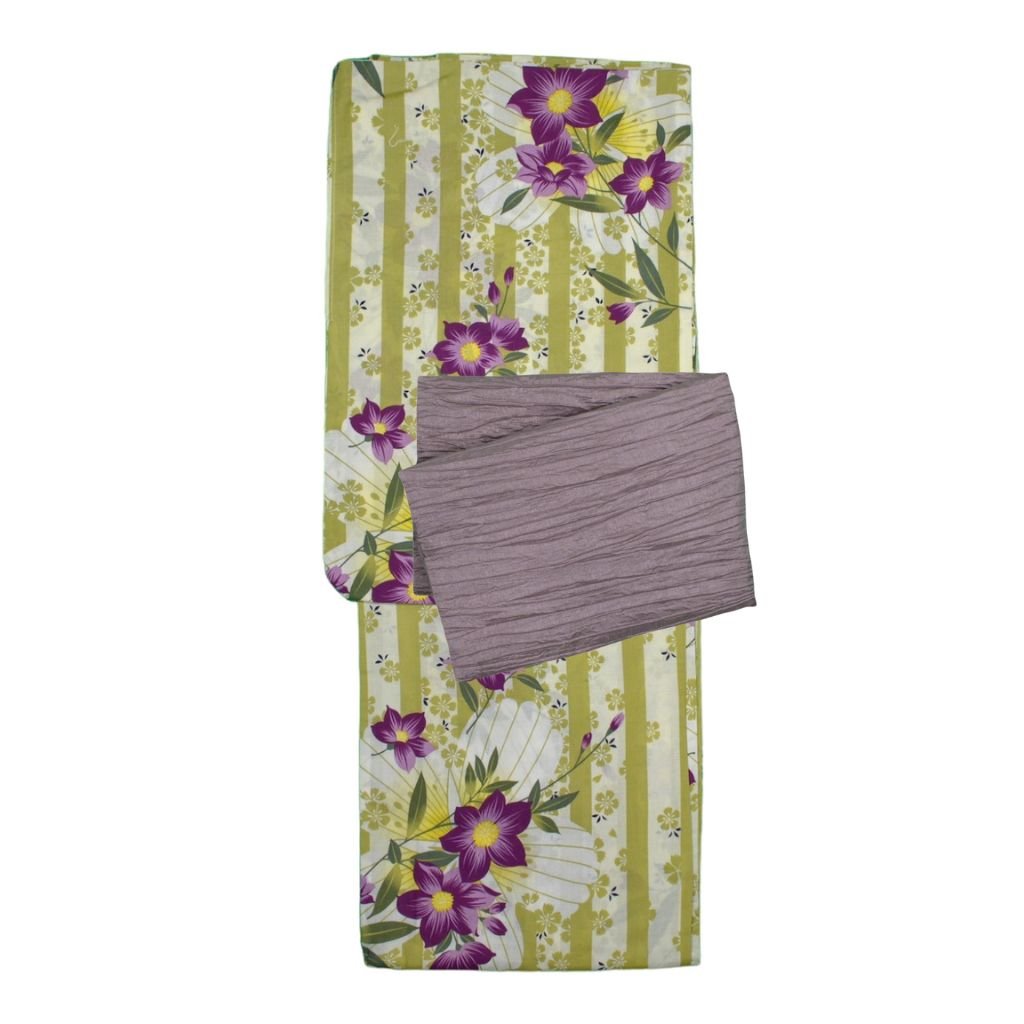 Women's Cotton Matcha Green Flower Yukata - shimazakura