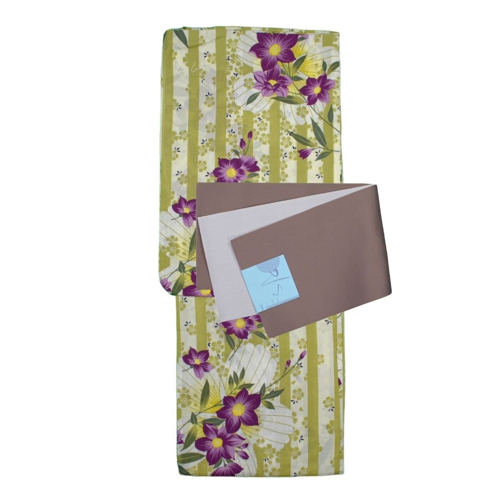 Women's Cotton Matcha Green Flower Yukata - shimazakura