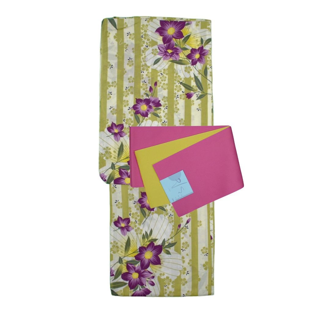 Women's Cotton Matcha Green Flower Yukata - shimazakura