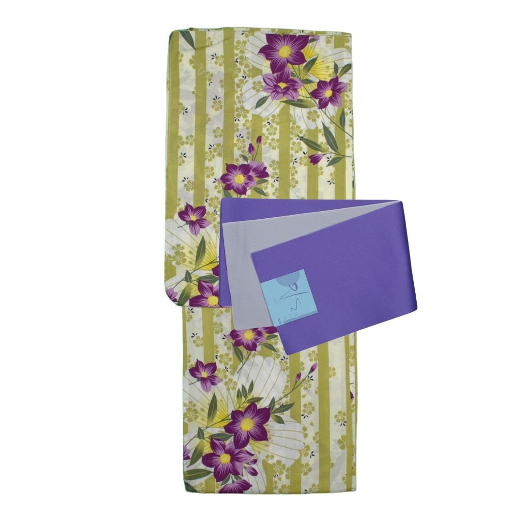 Women's Cotton Matcha Green Flower Yukata - shimazakura