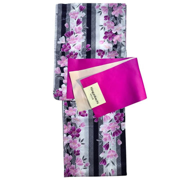 Women's Cotton Purple and Pink Flower Yukata (YUKATA ONLY) - shimazakura