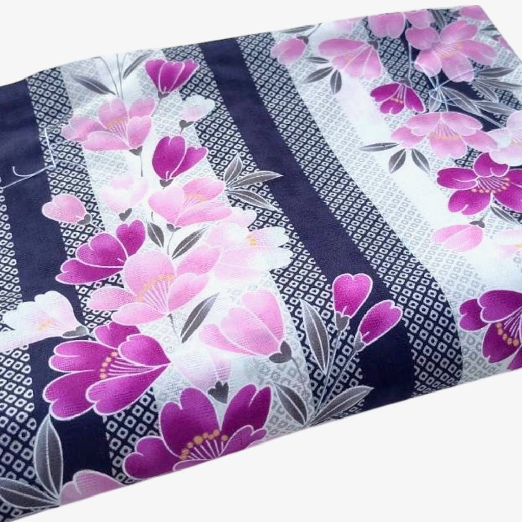 Women's Cotton Purple and Pink Flower Yukata (YUKATA ONLY) - shimazakura