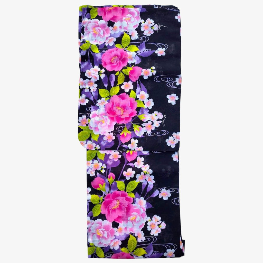 Women's Cotton Purple and Pink Flower Yukata (YUKATA ONLY) - shimazakura