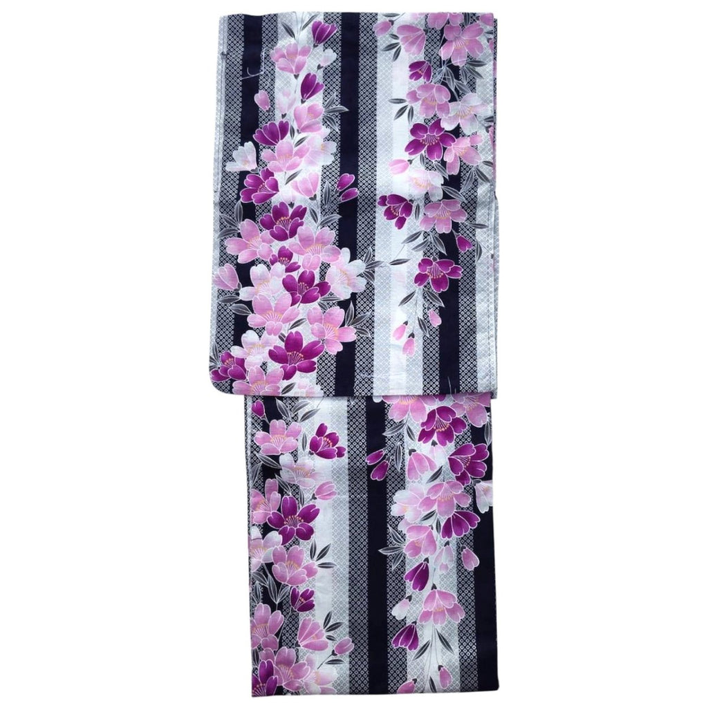 Women's Cotton Purple and Pink Flower Yukata (YUKATA ONLY) - shimazakura