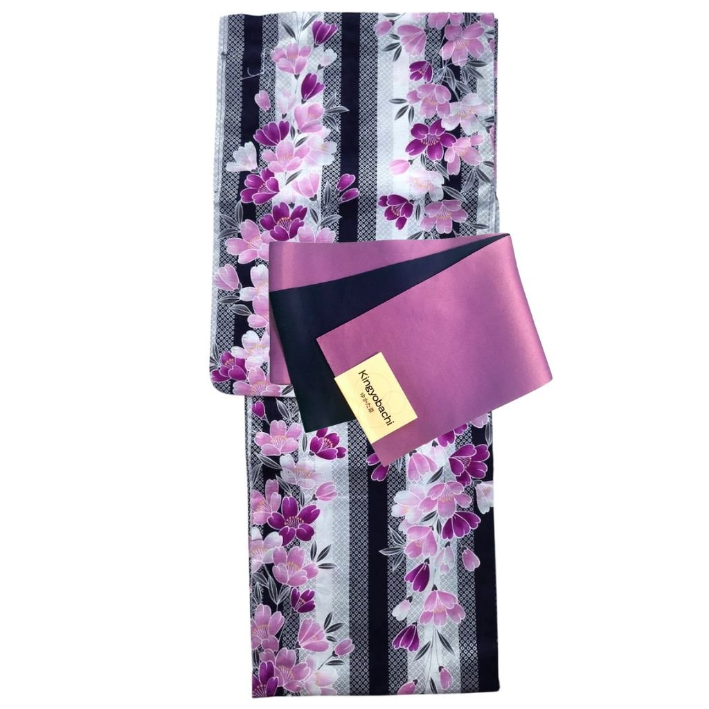 Women's Cotton Purple and Pink Flower Yukata (YUKATA ONLY) - shimazakura
