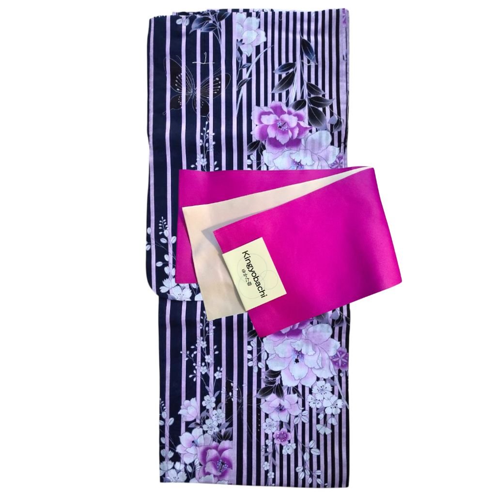 Women's Cotton Purple Peony Yukata (YUKATA ONLY) - shimazakura