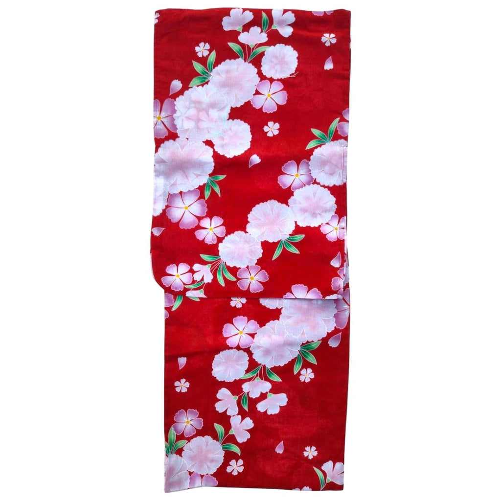 Women's Cotton Red Nadeshiko Blossom Yukata (YUKATA ONLY) - shimazakura