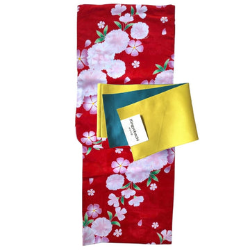 Women's Cotton Red Nadeshiko Blossom Yukata (YUKATA ONLY) - shimazakura