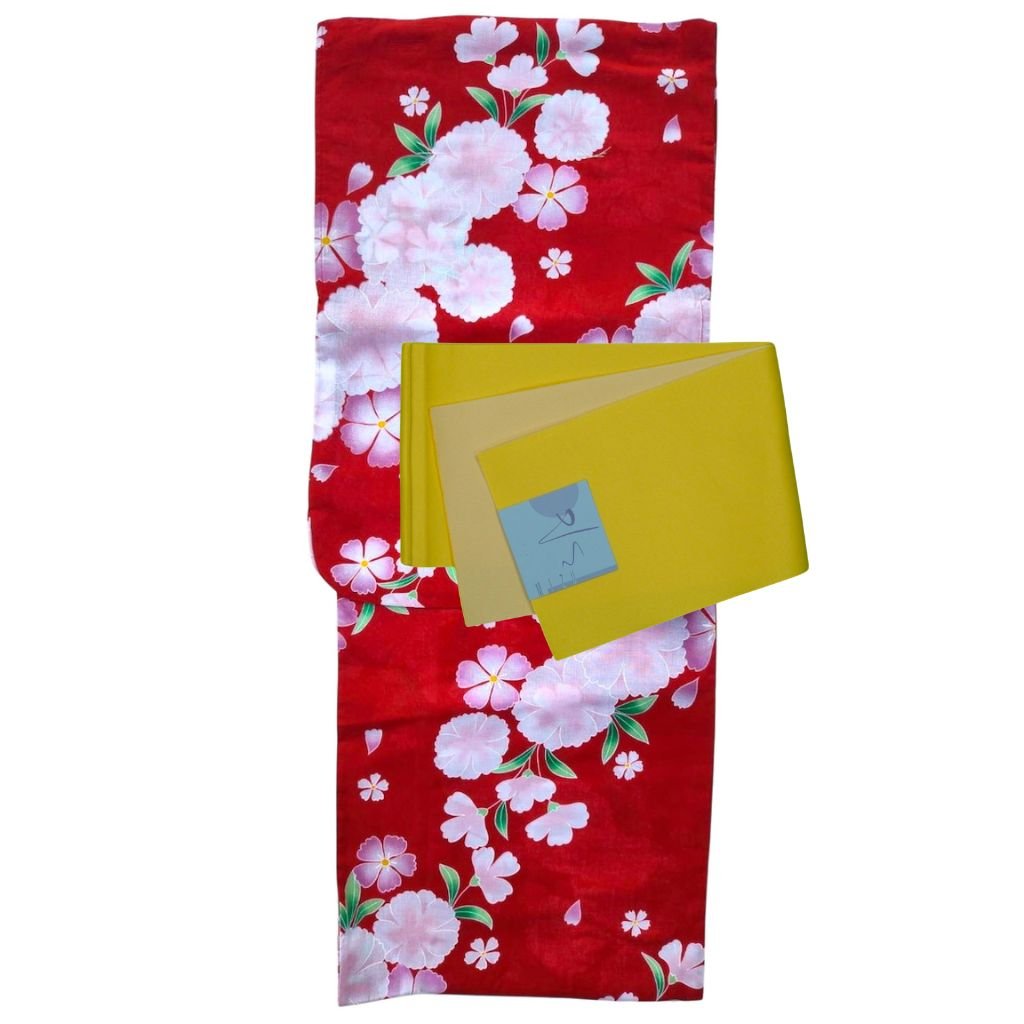 Women's Cotton Red Nadeshiko Blossom Yukata (YUKATA ONLY) - shimazakura