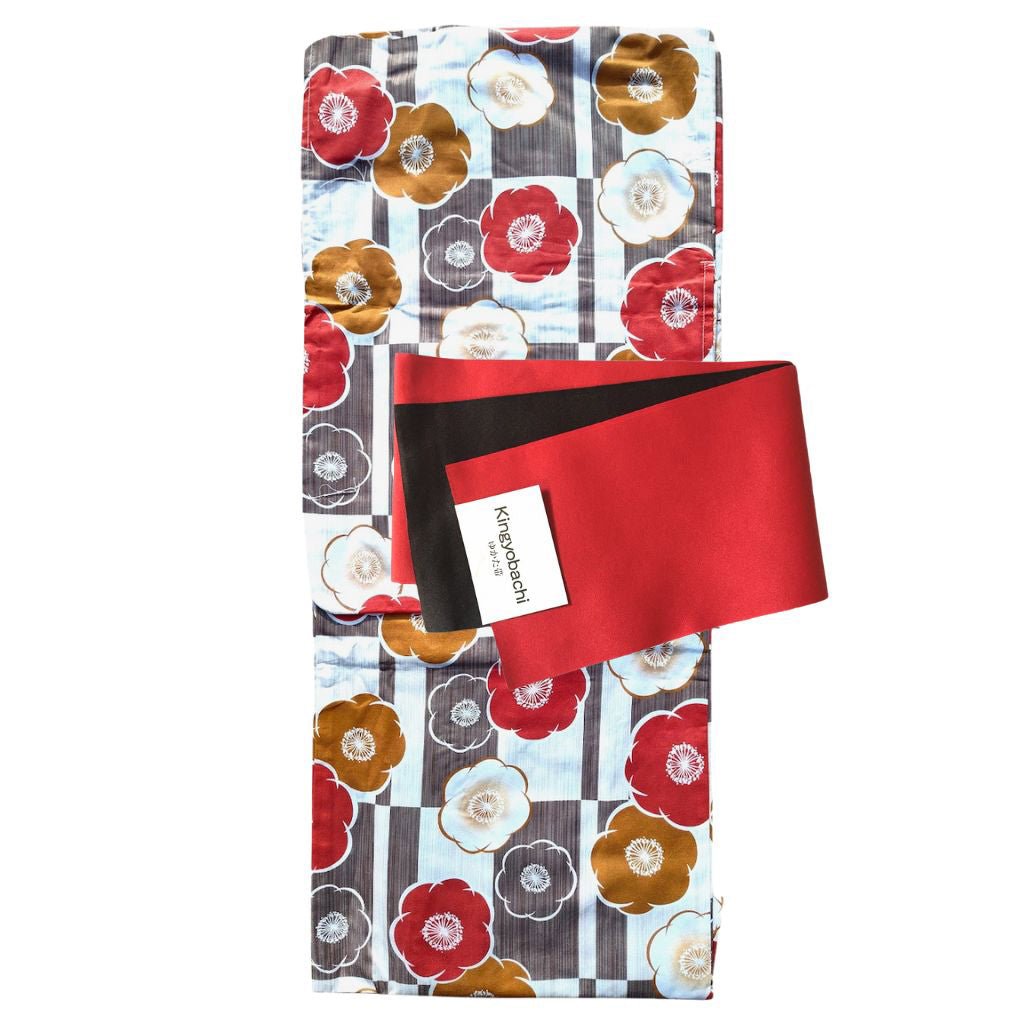 Women's Cotton Teal Green Flower Yukata (4L - 5L) (YUKATA ONLY) - shimazakura