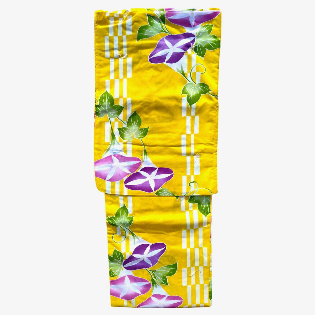 Women's Cotton Yellow Morning Glory Yukata (YUKATA ONLY) - shimazakura