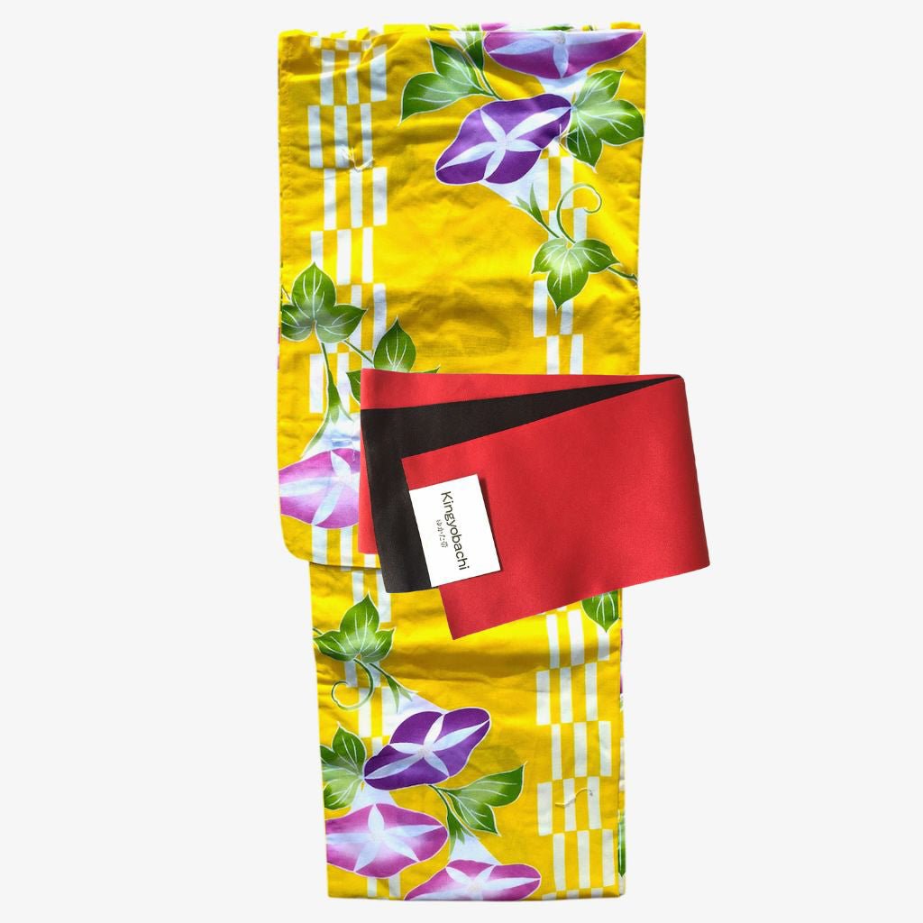 Women's Cotton Yellow Morning Glory Yukata (YUKATA ONLY) - shimazakura