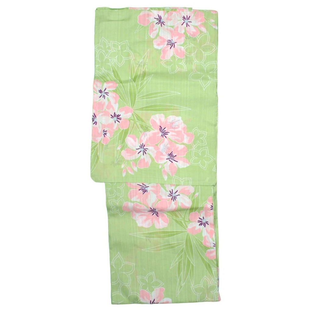 Women's Elegant Light Green Flower Yukata (TALL) - shimazakura