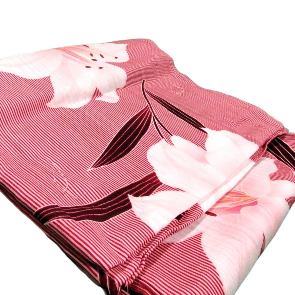 Women's Linen Mix elegant Red Lily Yukata (FULL SET) - shimazakura