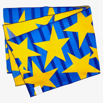 Women's Modern Blue and Yellow Star Reversible Yukata Obi - shimazakura