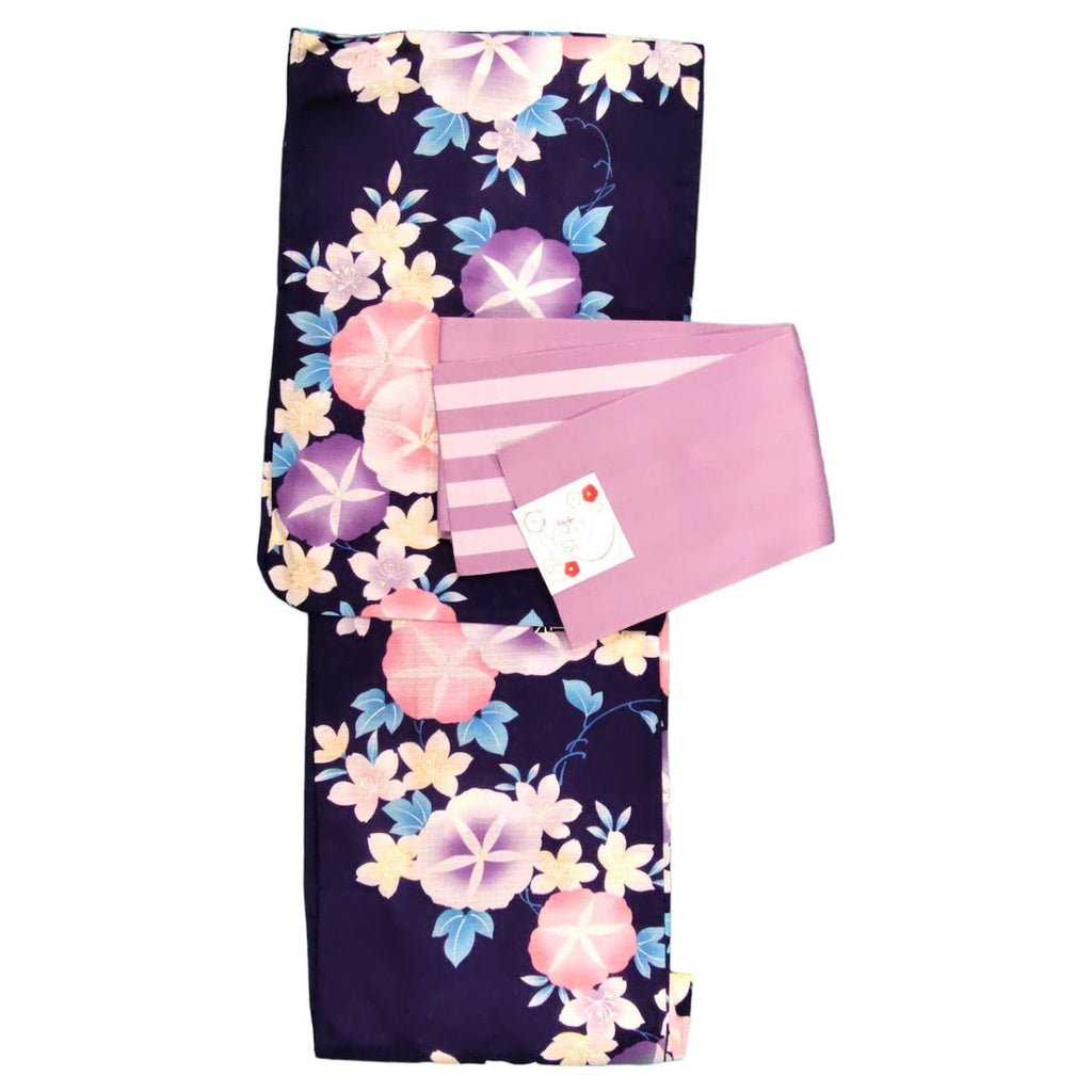 Women's Navy Morning Glory Yukata (FULL SET) - shimazakura