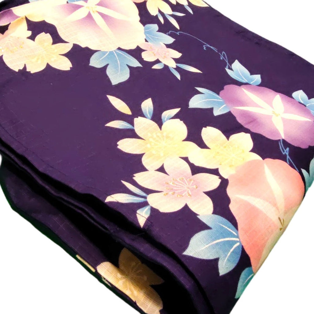 Women's Navy Morning Glory Yukata (FULL SET) - shimazakura