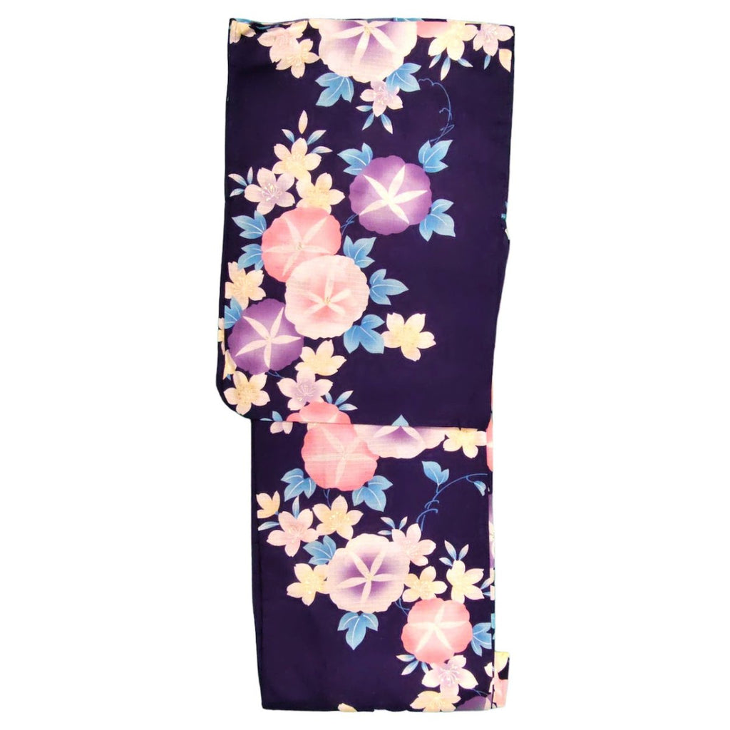 Women's Navy Morning Glory Yukata (FULL SET) - shimazakura