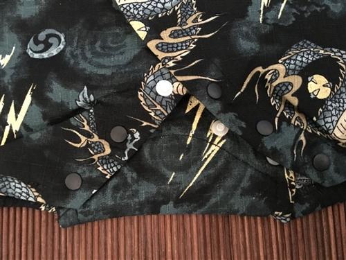 Black Dragon Cotton Onsie Jinbei <70> - shimazakura