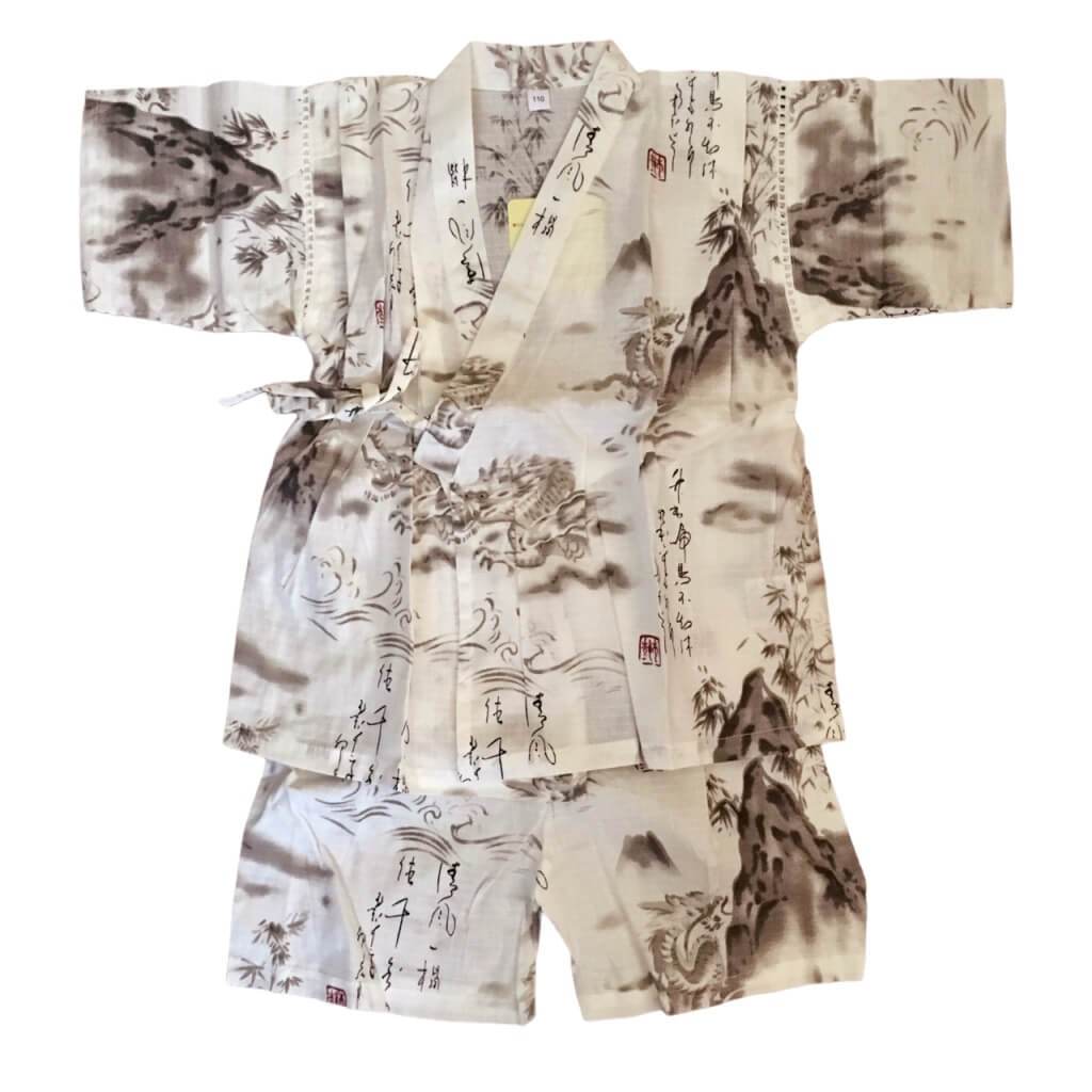 Boy's Japanese Traditional Brush Art Jinbei <80> - shimazakura