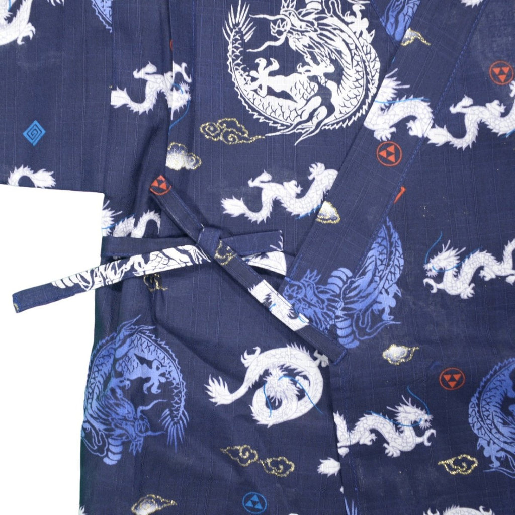 Boy's Navy Dragon Cotton Jinbei set <120, 130> - shimazakura