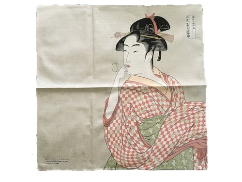Furoshiki Handkerchief Tan Woman in a Kimono - shimazakura