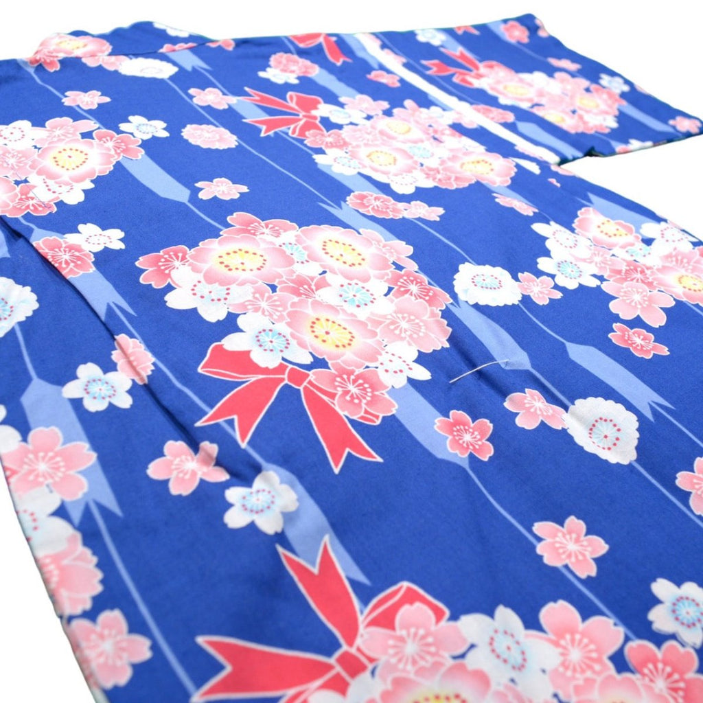Girl's Blue Blossom Jinbei set <110,120> - shimazakura