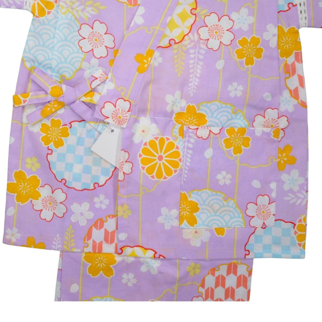 Girl's Lilac Blossom Cotton Jinbei set <90, 110,120> - shimazakura