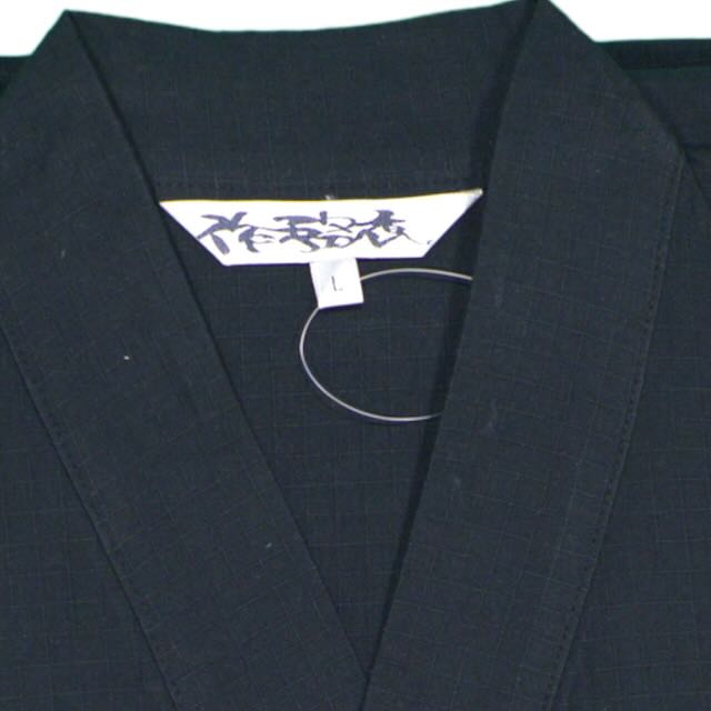 Men's Black Cotton Samue 2 Piece set / L, 3L - shimazakura