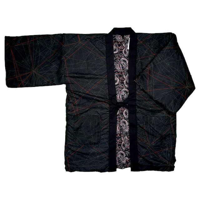 Men's Black "Dragon" Reversible Hanten Jacket / L size - shimazakura