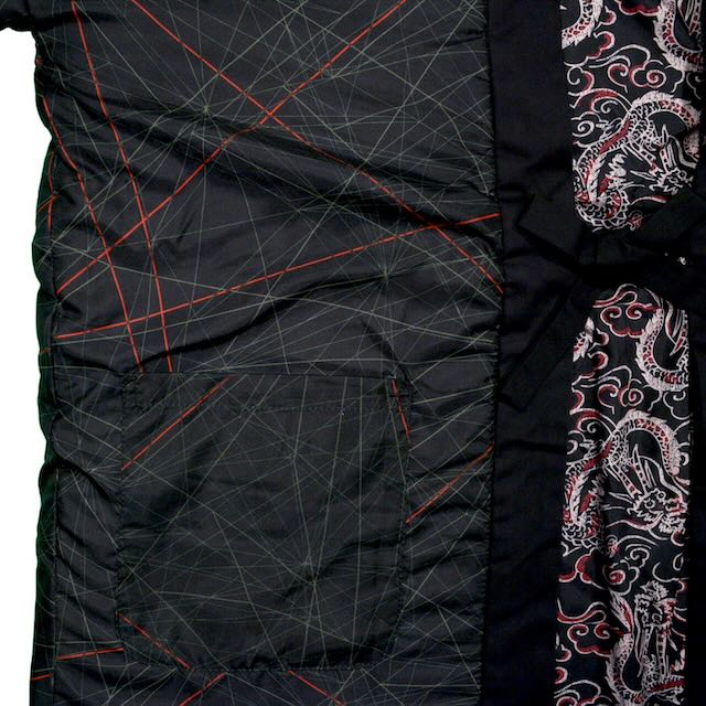 Men's Black "Dragon" Reversible Hanten Jacket / L size - shimazakura